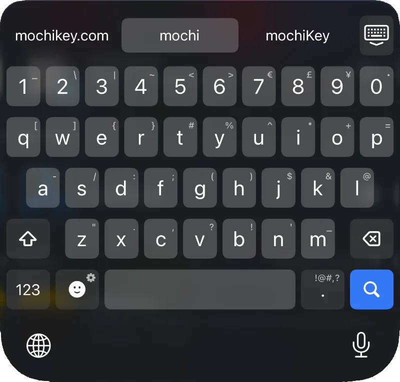 mochiKey dark keyboard screenshot